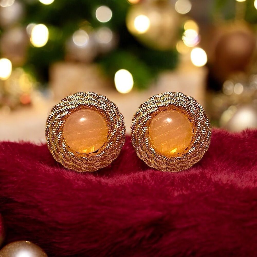 Pink Glass Gold Tone Stud Earrings Sterling Silver Posts NWT
